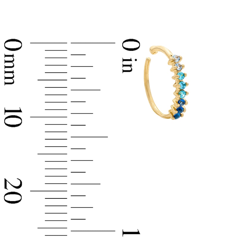 Main Image 2 of 14K Solid Gold Lab-Created Sapphire, Lab-Created Blue Spinel and Blue CZ Ombré Nose Hoop - 22G 5/16"