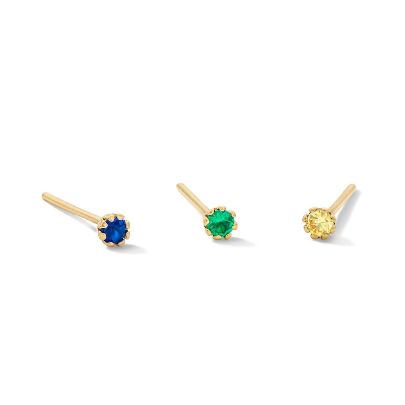 Main Image 1 of 14K Semi-Solid Gold Blue, Green and Yellow CZ Nose Stud - 24G 1/4"