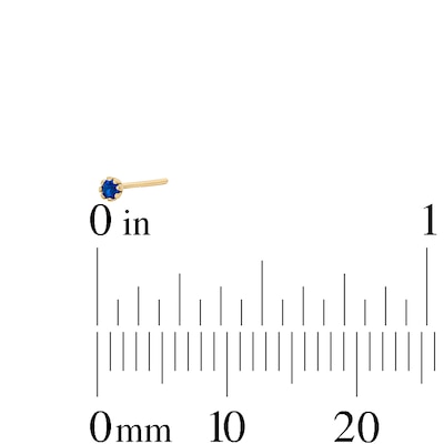 14K Semi-Solid Gold Blue, Green and Yellow CZ Nose Stud Set - 24G 1/4"