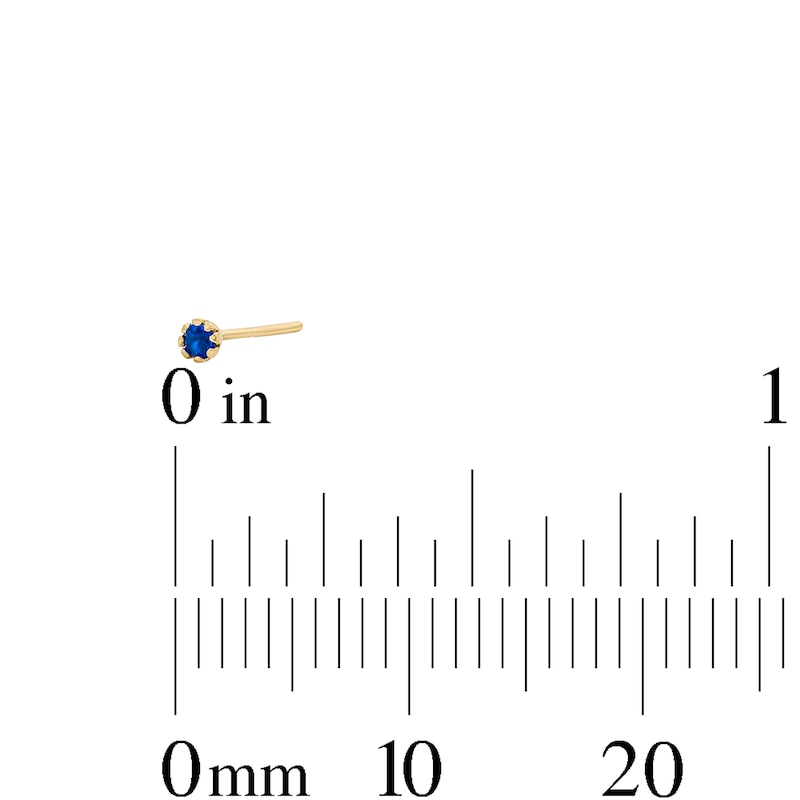 Main Image 2 of 14K Semi-Solid Gold Blue, Green and Yellow CZ Nose Stud - 24G 1/4"