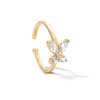 Thumbnail Image 1 of 14K Solid Yellow Gold Marquise & Round CZ Nose Hoop - 20G 5/16"