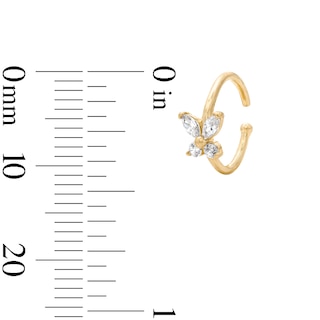 14K Solid Yellow Gold Marquise & Round CZ Nose Hoop - 20G 5/16"