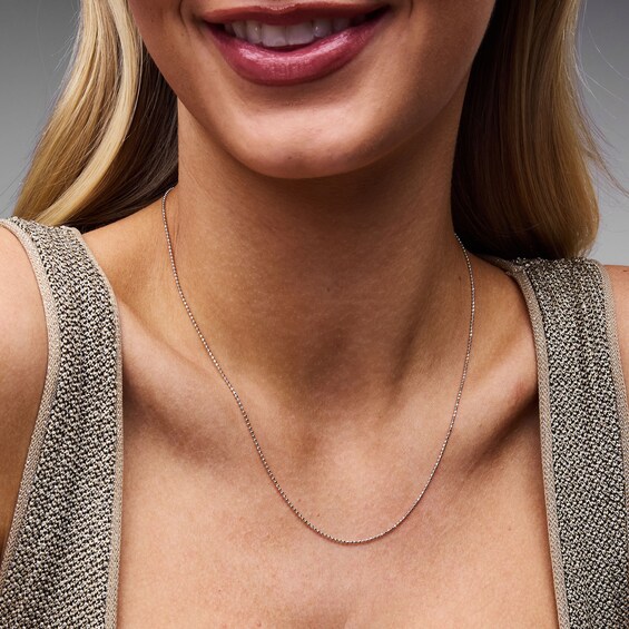 Solid Sterling Silver Diamond-Cut Bead Chain - 18"