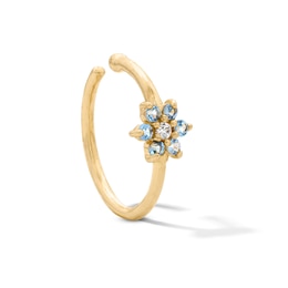14K Solid Gold Blue & White CZ Nose Hoop - 20G 5/16"