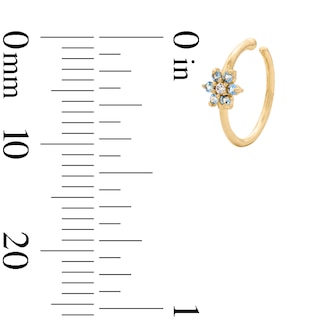 14K Solid Gold Blue & White CZ Nose Hoop - 20G 5/16"