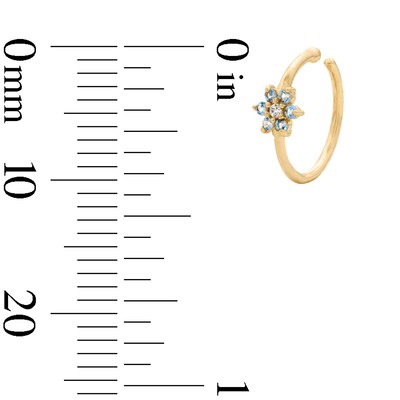 14K Solid Gold Blue & White CZ Nose Hoop - 20G 5/16"
