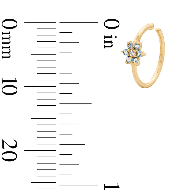 Main Image 2 of 14K Solid Gold Blue & White CZ Nose Hoop - 20G 5/16"