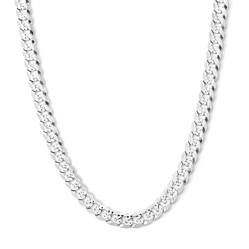 Main Image 1 of Solid Sterling Silver Diamond-Cut Curb Chain - 24"