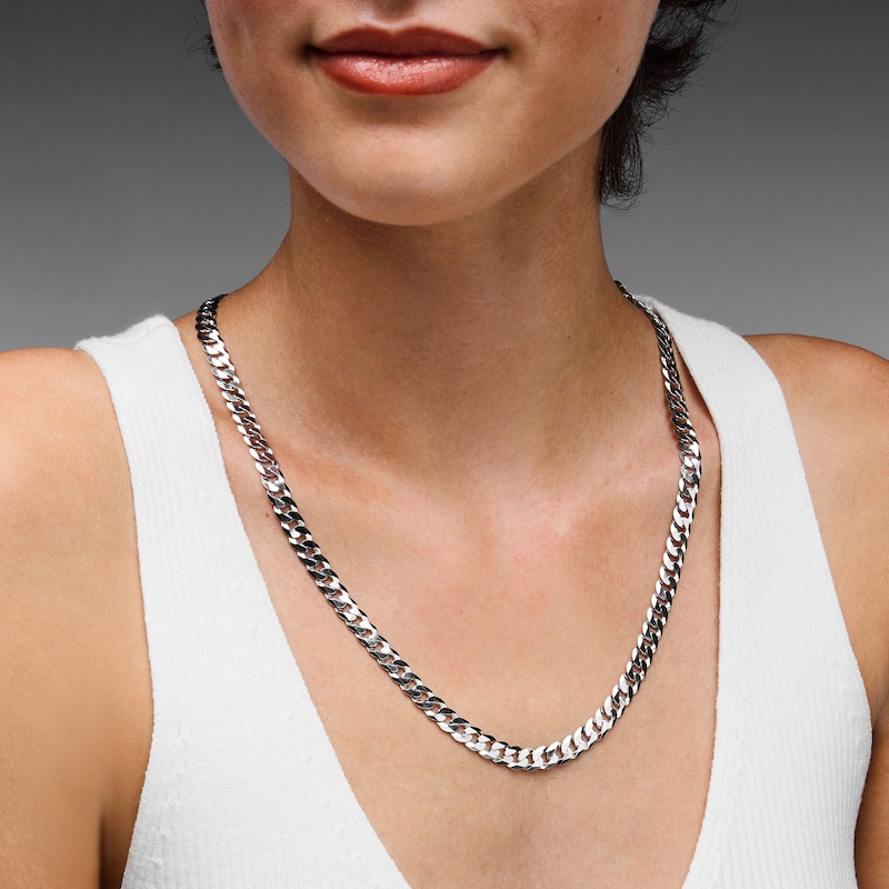 Main Image 2 of Solid Sterling Silver Diamond-Cut Curb Chain - 24"