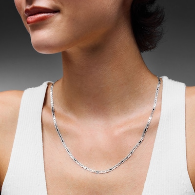 Solid Sterling Silver Diamond-Cut Valentino Chain - 20"