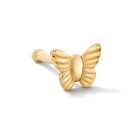 14K Solid Gold Butterfly Nose Stud - 22G 1/4"