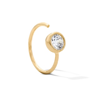 14K Solid Yellow Gold CZ Bezel Nose Hoop - 22G 5/16"