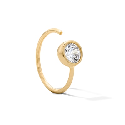14K Solid Yellow Gold CZ Bezel Nose Hoop - 22G 5/16"
