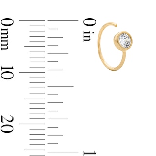 14K Solid Yellow Gold CZ Bezel Nose Hoop - 22G 5/16"