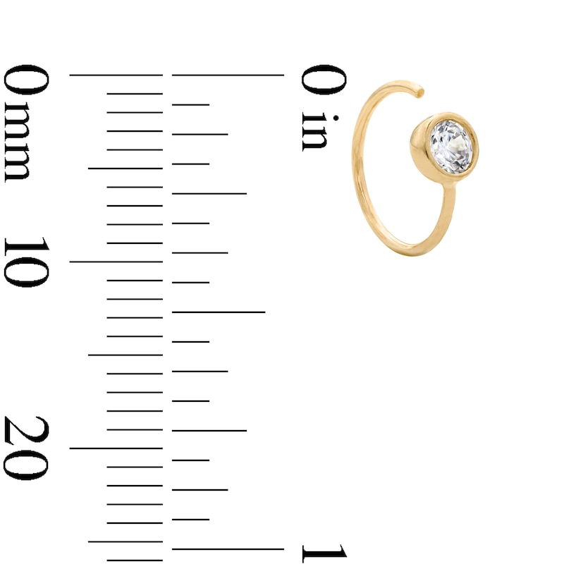 Main Image 2 of 14K Solid Yellow Gold CZ Bezel Nose Hoop - 22G 5/16"