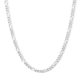Solid Sterling Silver Pavé Diamond-Cut Figaro Chain - 20"