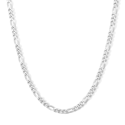 Solid Sterling Silver Pavé Diamond-Cut Figaro Chain