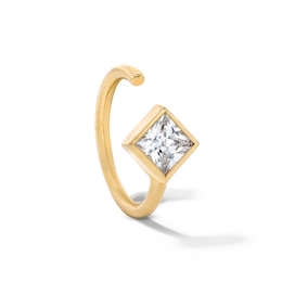14K Solid Gold Princess-Cut CZ Nose Ring - 22G 5/16"