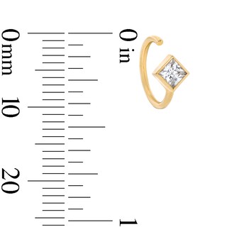 14K Solid Gold Princess-Cut CZ Nose Ring - 22G 5/16"