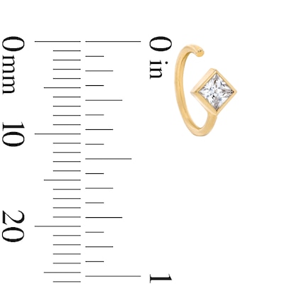 14K Solid Gold Princess-Cut CZ Nose Ring - 22G 5/16"