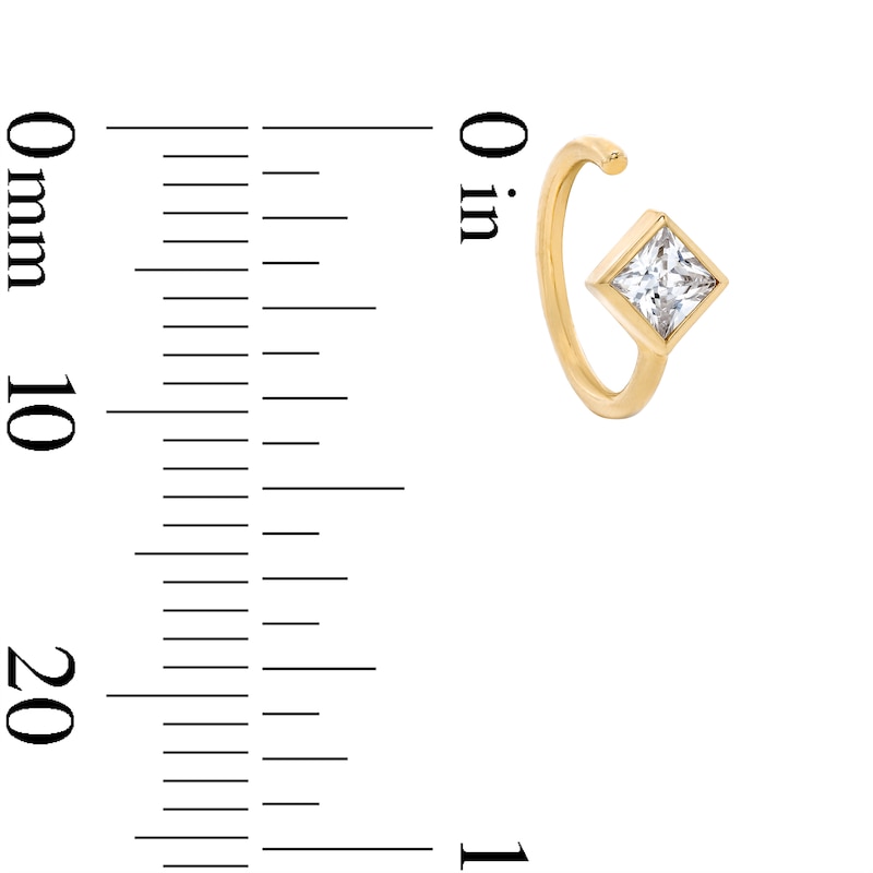 Main Image 2 of 14K Solid Gold Princess-Cut CZ Nose Ring - 22G 5/16"