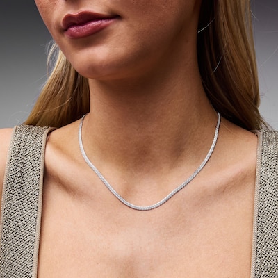 Solid Sterling Silver Herringbone Chain - 18"