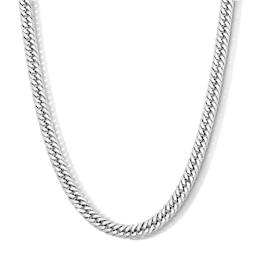 Solid Sterling Silver Diamond-Cut Double Curb Chain - 22"