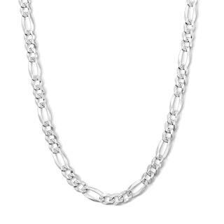 Solid Sterling Silver 5.7mm Diamond-Cut Figaro Chain - 20"