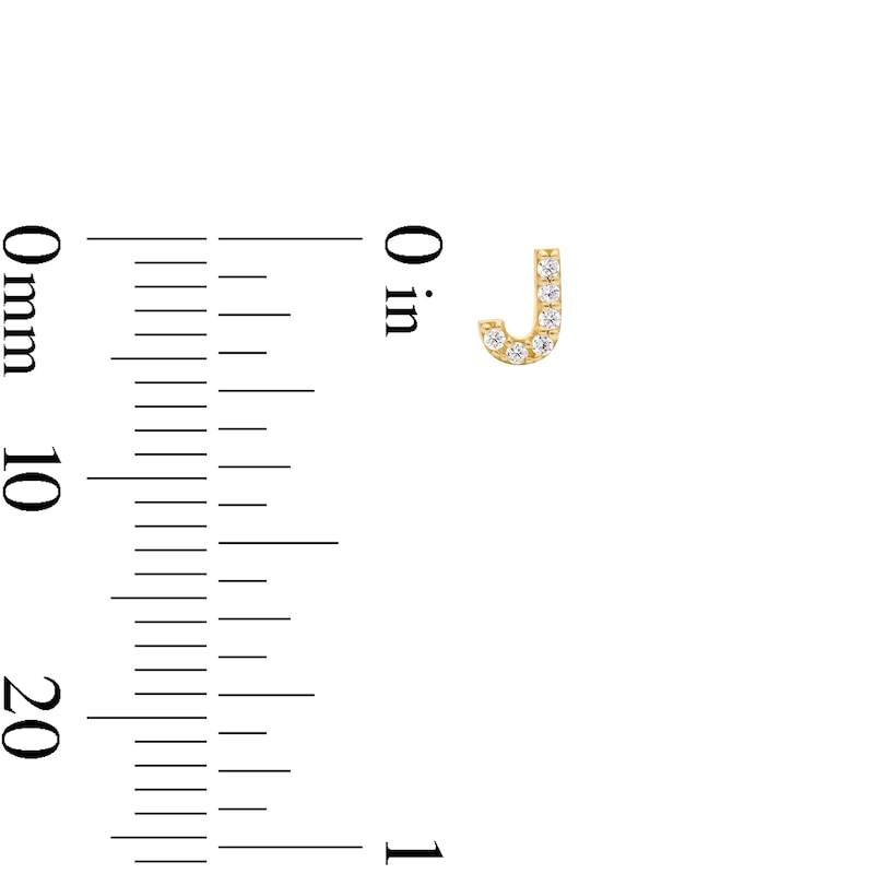 Main Image 2 of 10K Solid Gold CZ Initial “J” Studs