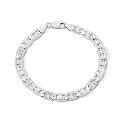Solid Sterling Silver Diamond-Cut Valentino Chain Bracelet - 8"