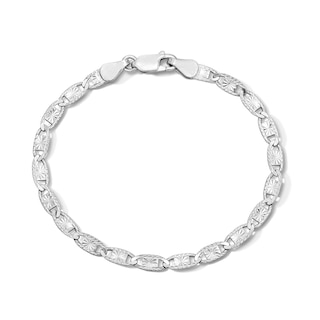 Solid Sterling Silver Diamond-Cut Valentino Chain Bracelet - 7"