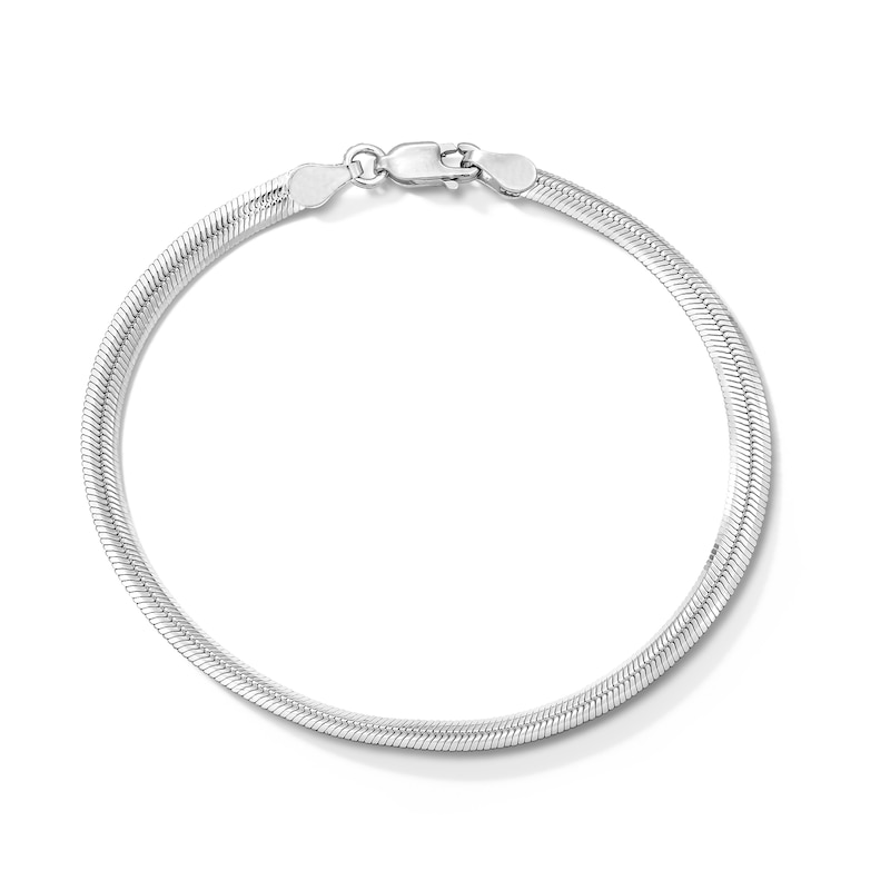Main Image 1 of Solid Sterling Silver Herringbone Chain Bracelet - 7"