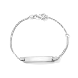 Child’s Solid Sterling Silver Diamond-Cut Curb Chain I.D. Bracelet - 5" + 1”