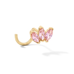 14K Semi-Solid Gold CZ Pink Screw Nose Stud - 22G 1/2"