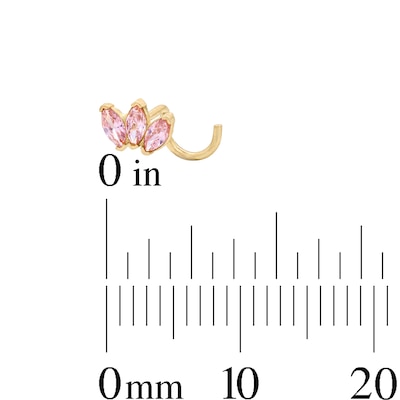 14K Semi-Solid Gold CZ Pink Screw Nose Stud - 22G 1/2"