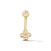 Thumbnail Image 1 of 10K Solid Gold CZ Clover Curved Barbell Ring - 16G 3/8"