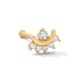 14K Gold CZ Crescent Nose Stud - 22G 1/4"