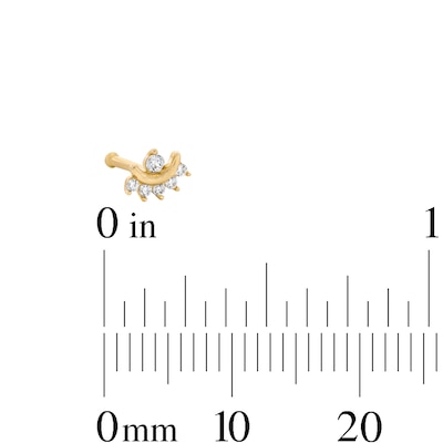 14K Gold CZ Crescent Nose Stud - 22G 1/4"