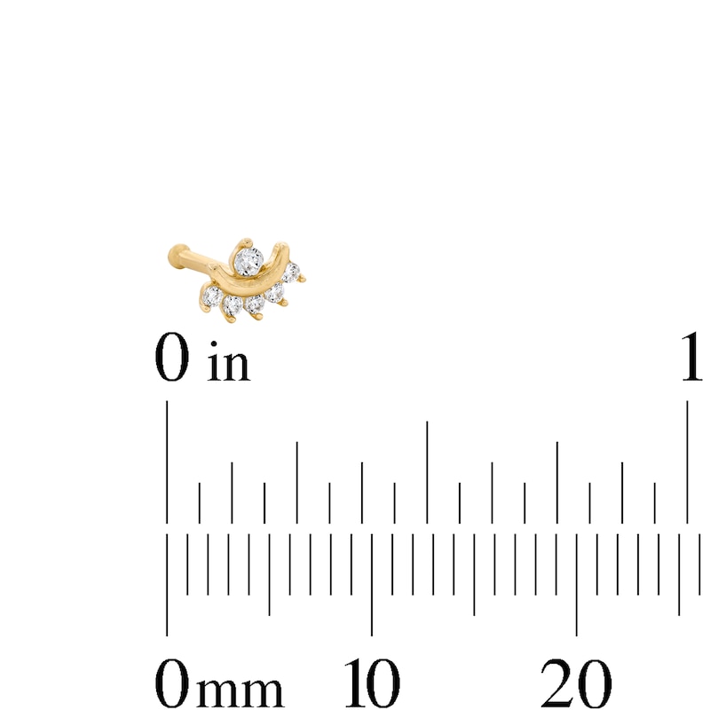 Main Image 2 of 14K Gold CZ Crescent Nose Stud - 22G 1/4"