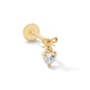 Thumbnail Image 1 of 14K Solid Gold CZ Heart Bow Dangle Cartilage Stud - 18G 5/16”