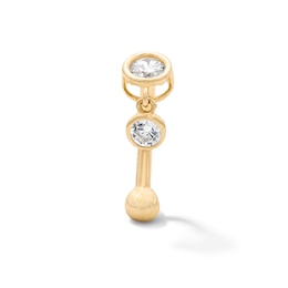 10K Solid Gold CZ Dangle Curved Barbell - 16G 5/16"