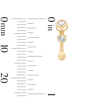 10K Solid Gold CZ Dangle Curved Barbell - 16G 5/16"