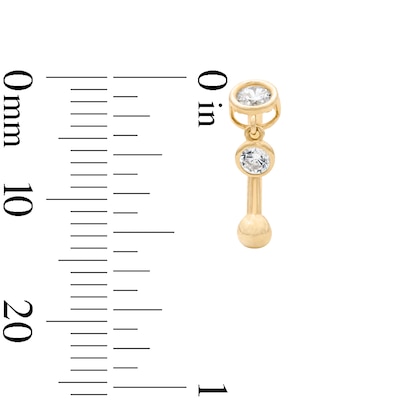 10K Solid Gold CZ Dangle Curved Barbell - 16G 5/16"