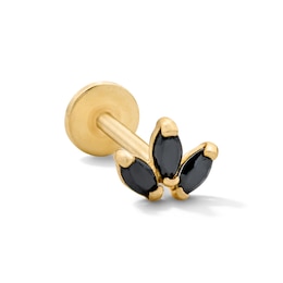 14K Solid Gold Black CZ Marquise Trio Cartilage Stud - 18G 5/16"