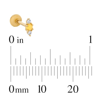 14K Gold Lab-Created Opal and CZ Cartilage Stud - 18G 5/16"