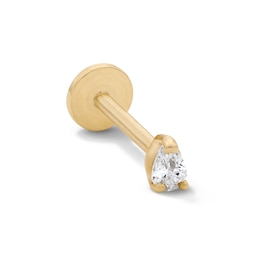 14K Solid Gold Pear CZ Cartilage Stud - 18G 5/16”