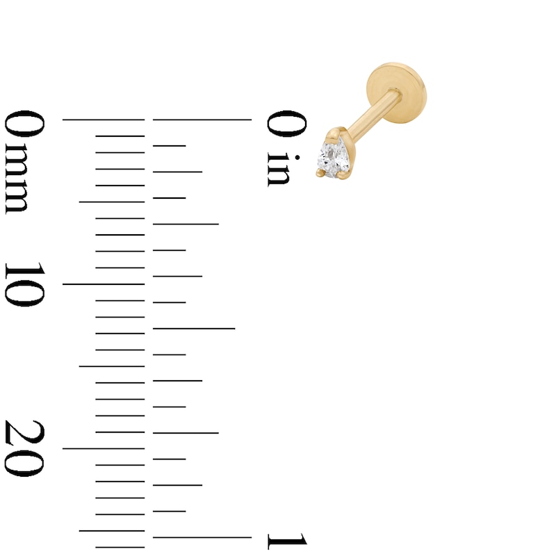 Main Image 2 of 14K Solid Gold Pear CZ Cartilage Stud - 18G 5/16”