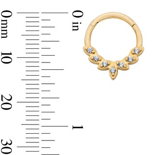 10K Solid Gold CZ Fanned Clicker Hoop - 16G 5/16"