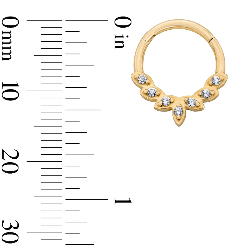Main Image 2 of 10K Solid Gold CZ Fanned Clicker Hoop - 16G 5/16"
