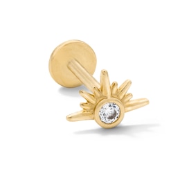 14K Solid Gold CZ Sunburst Cartilage Stud - 18G 5/16”